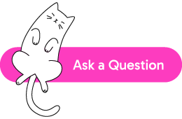 a cute sleeping cat illustration on a bright pink button with the text Ask a Question depicting a friendly and approachable design suitable for user interaction and engagement in a two way communication setting