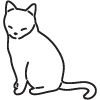 a simple line drawing of a cat sitting calmly with seven distinctive features in its anatomy