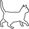 line drawing of a cat walking with three visible legs