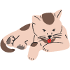 cute cat lounging with playful demeanor and toy 18 themed elements